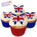 24 Edible Pre-Cut Wafer Butterfly Cake Toppers: Union Jack