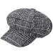 Womens Plaid Visor Beret Newsboy Hat Ivy Cabbie Cap Light Grey