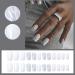 Justotry 24 Piece Silver Swirl Press On Nails | Angular Medium Milky French Artificial Acrylic Nails for Women - Buy Online on GoSupps.com