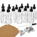 Glass Tincture Bottle with Eye Droppers 3 Stainless Steel Funnels & 1 Long Dropper - 60ml Clear for Essential Oils Liquids Leakproof Travel 2 oz 12 Pack