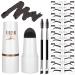 Eyebrow Stamp Stencil Kit - One-Step Vegan Eyebrow Stamp Pomade - Long-Lasting Waterproof Smudge-Proof - With 20Pcs Reusable Thin & Thick Eyebrow Stencils for Perfect Brows(Grey Black)