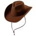 Lanzom Women Men Retro Felt Wide Brim Western Cowboy Cowgirl Hat Dress Up Hat with Wind Lanyard Coffee Medium