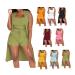 Kimloog Women Ribbed Knit 3 Piece Outfits Tank Crop Top Sleeveless Kimono Cardigan Coat Vest and Shorts Suits Tracksuit Wine XX-Large