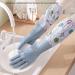 Household Gloves 1 Pair Cleaning Cute Panda Pattern Dishwashing Waterproof Plush Housework for Home Kitchen Autumn Blue M - Buy Online on GoSupps.com