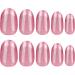 French Tip Press on Nails - Short Round Press On Nails with Nail Tips Pink Purple Crystal Cat Eye Design press on nails Acrylic False Nails Cute Artificial Nails - Buy Online on GoSupps.com