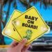 Cobee Baby on Board Car Warning Signs 2 Pcs 5x5 - Double Suction Cups Safety Car Sign for Window Cling - Reusable Baby On Board Sticker Decal - Buy Online on GoSupps.com
