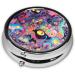 Many Strange Eyes Portable Metal Pill Box - Round Mini 3-Compartment with Hinged Design for Travel - Perfect for Small Pills - Stylish Black - Buy Online on GoSupps.com