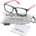 GQUEEN Large Frame Horn Glasses - Stylish UV400 Fake Glasses for Men & Women | Non-Prescription Nerd Glasses in Black & Red - Buy Online on GoSupps.com