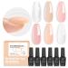 Beetles Gel Nail Polish 6 Colors Builder Nail Gel 8 in 1 Strengthener Gel Clear Builder Nude Pink Milkly Hard Gel Extension Base Nail Gel Rhinestone False Nail Tips Glue Nail Art Design Pink Christmas 4-Sheer Peach