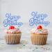 UXYOKM 24Pcs Happy Birthday Cupcake Toppers Blue Glitter Cupcake Picks Birthday Decorations Baby Shower Anniversary Party Supplies - Buy Online on GoSupps.com