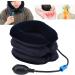 Salutuya Neck Traction Device & Collar Support - Inflatable Adjustable Semi-Velvet Stretcher for Neck Pain Relief (Navy) - International Shipping Available - Buy Online on GoSupps.com