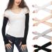 Meanplan 4 Pairs Women Sun Arm Sleeves Long Fingerless Gloves Warmers with Thumb Hole Multicolor