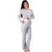 Nursing Pyjamas Set with Lace | Maternity Sleepwear for Pregnancy & Breastfeeding - Long Sleeve - M Gray - Buy Online on GoSupps.com