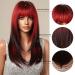 Shop Red Black Ombre Wigs for Women - Long Straight Synthetic Heat-Resistant Cosplay Wig with Air Bangs - Perfect for Christmas and Daily Use - Buy Online on GoSupps.com