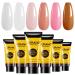 BURANO Poly Extension Gel Nail Kit 6 Colors Nail Poly Nails Builder Gel Set for Beginner & Professional Using Poly Nail Gel Kits DIY Starter Kit Nail Art Gift (06 Pink nude)
