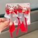 1 Pair Red Bowknot Hair Clip with White Fuzzy Pompoms Bunny Decoration Cute Chinese Style Women Girls Kids Spring Festival Hair - Buy Online on GoSupps.com