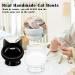 Ceramic Cat Bowls Set - Anti Vomiting, Tilted, Elevated - For Cats and Small Dogs - Protects Pet's Spine - Dishwasher & Microwave Safe - 2 Pack Black-White - Buy Online on GoSupps.com