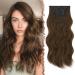 Feshfen clip in extensions 4PCs 50 cm full of head hair extensions with clips synthetic corrugated hair exension chestnut brown wavy wavy hair extensions clip in hair part for women 180g