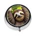 Cute Slothround Pill Box 3 Compartment Round Pill Box Organizer # Portable Travel Pill Box for Traveling.