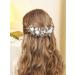 Unicra Flower Silver Bridal Hair Vine with Pearl and Blue Rhinestone Accessories - Buy Online on GoSupps.com
