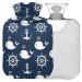 Naanle whale anchor hot water bottle with reference transparent hot water bottle 1l heat bottle for bed hand feet warmer pain relief heat and cold therapy