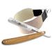 Razor Solingen in the set with an extra wide pull-leather leather strap shaving set men for the classic wet shave-professional beard knife olive wood with hollow cut for a gentle cutter care