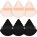 Sularpek Makeup Puff 6 pcs Soft & Reusable Triangle Powder Puff Reusable Foundation Sponge with Strap Triangle Sponges for Loose Powder Cosmetic Foundation Wet Dry Makeup (Black Color of Skin) 3Black+3Color of Skin