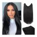 Hair Toppers for Women Hair Extensions Real Human Hair Invisible Wire Hair Extensions with Transparent Wire Adjustable Size Secure Clips in Straight 4 Secret Clips Hairpiece Messy Hair Bun Hairpiece(2 24 Inches