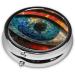 Giant Eye Portable Metal Pill Box - Round Mini 3-Compartment Travel Organizer for Small Pills - Buy Online on GoSupps.com
