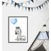 Safari Animals Baby Room Wall Poster | Nursery Decor | Kids Room Art | Grey Blue Balloon | DIN A4 Size - Buy Online on GoSupps.com