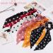 Hair Scarf Scrunchies Bow Scrunchies for Hair Chiffon Floral Scarf BowPonytail Holder for Women Girls (dial point) - Buy Online on GoSupps.com