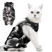Cat recovery suit camouflage recovery suit cat surgical recreational suit cat body after op cone e collar alternative clothing after surgery for cats pets (s)