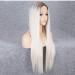 SHIYID Platinum Lace Front Wig - Blonde & Brown Roots | Long Silky Straight Synthetic Wig for Women - Heat Resistant - Buy Online on GoSupps.com