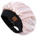 Hat Hut Satin Bonnet Silk Bonnet Sleep Cap for Women Hair Bonnet for Curly Hair Sleeping Adjustable Wide Band Double Layer One Size A08-Champagne
