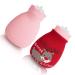 Heat bottle 500ml mini heat sack for hot cold compress with Christmas moose Hirsch knitted cover hand feet warmer heated pad neck shoulder pain relief removable (red)