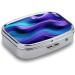 Portable Wavy Purple Print Pill Box - 2 Compartment Decorative Metal Organizer for Travel & Purse - Buy Online on GoSupps.com