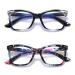 Areyeth 2 Pair Oversized Square Trendy Reading Glasses for Women Blue Light Blocking Computer Readers with Flexible Spring Hinge(Multicolor + Black 1.0) Multicolor + Black 1.0 x
