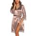 BESDEL Women's Satin Silk Short Kimono Robe L Taupe - Elegant Bridesmaids Robe - Buy Online on GoSupps.com
