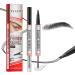2-in-1 Microblading Eyebrow Pen With 4-Fork-Tip Brow Pen + Sealing Brow Gel Eyebrow Makeup Pen for Natural Hair-Like Brows Waterproof Eyebrow Pencils Last All-Day Black