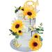 Sunflower Rose Flower Cake Decorations Butterfly Cake Topper with Artificial Eucalyptus and Happy Birthday Topper for Summer Sunflower Wedding Party Decorations Baby Shower Supplies (Sunflower)