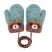 Infant Toddlers Lovely Mittens Winter Warm Cute Cartoon Gloves Dual Layers Plush Padded Knitted Gloves Mittens With Anti-Lost String for Baby Girls Boys 0-3 Years Old Light Green