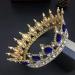 QIDIAN Fashion Bride Full Crown Princess Tiara Handmade Headband Jewelry - Gold+Blue - Buy Online on GoSupps.com