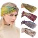 Iyou boho Harrband Kreuzhnbande Stylish printed yoga head wrap knotted elastic wide headscarf for women and girls (4 Pack)