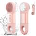 Facial Cleansing Brush IPX7 Waterproof and Rechargeable Silicone Face Scrubber Heat & Cold Massage for Men & Women (Pink)