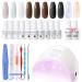 Gellen Gel Nail Polish Kit with UV Light - Gel Nail Polish Starter Kit 36W Nail Lamp & Gel Base Top Coat Black White Nude Jelly Gel Polish 10 Classic Colors Nail Art Gel Kit Manicure Set