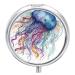 Round Pill Box Watercolor Jellyfish Print 3 Compartment Medicine Pill Case Print Pill Organizer Decorative Metal Portable Pill Box Pocket Pill Box Style-8