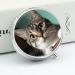 Curious Cat Print Round Pill Box - 3 Compartment Decorative Metal Organizer for Traveling | Ideal Pocket Pill Case - Buy Online on GoSupps.com