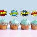 SuperHero Boom Cupcake Toppers - 48 Pack, Kids Birthday Party Decorations & Supplies - Buy Online on GoSupps.com