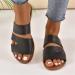 Lencyotool Women's Sandals - Flat Ribbon Slip-On Open Toe Big Sizes Black - Comfortable Leisure Footwear - Buy Online on GoSupps.com
