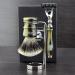 Luxury Men's Shaving Set - 3 Edge Safety Razor Silver Tip Badger Brush Double Stand - Perfect Gift for Him - Buy Online on GoSupps.com